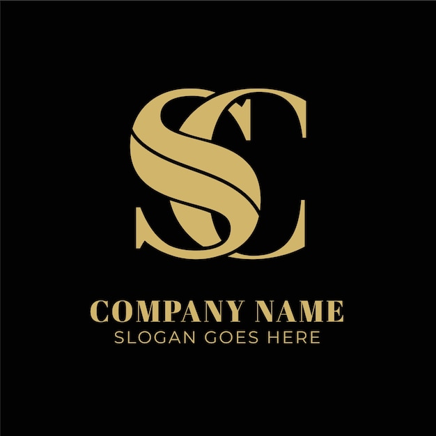 Platte ontwerp sc of cs logo sjabloon