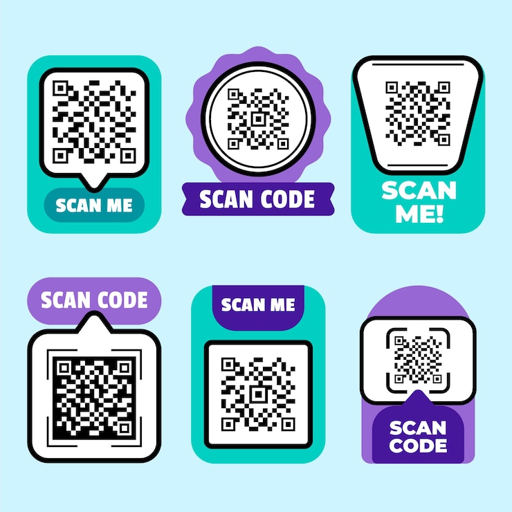 Gratis Vector platte ontwerp scan me postzegelverzameling