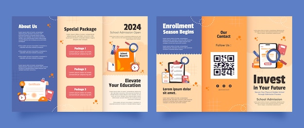 Gratis vector platte ontwerp schooltoelatingsbrochure