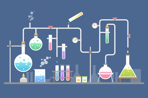 Gratis vector platte ontwerp science lab concept