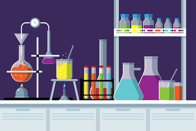 Gratis vector platte ontwerp science lab concept