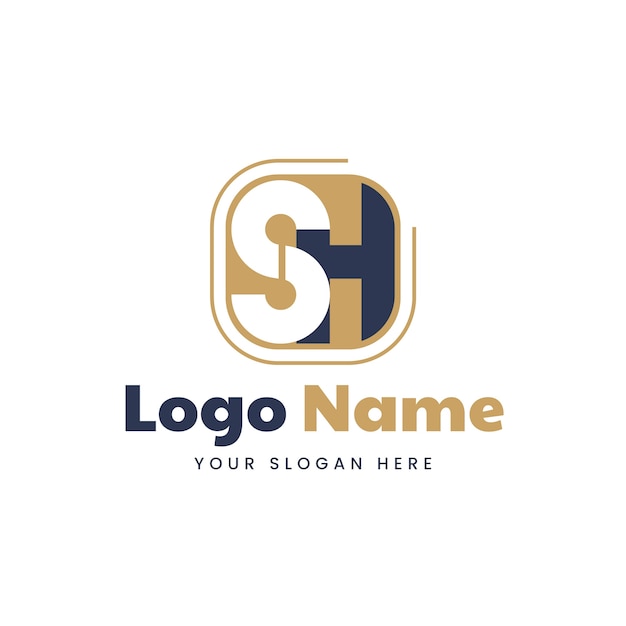 Platte ontwerp sh logo ontwerpsjabloon