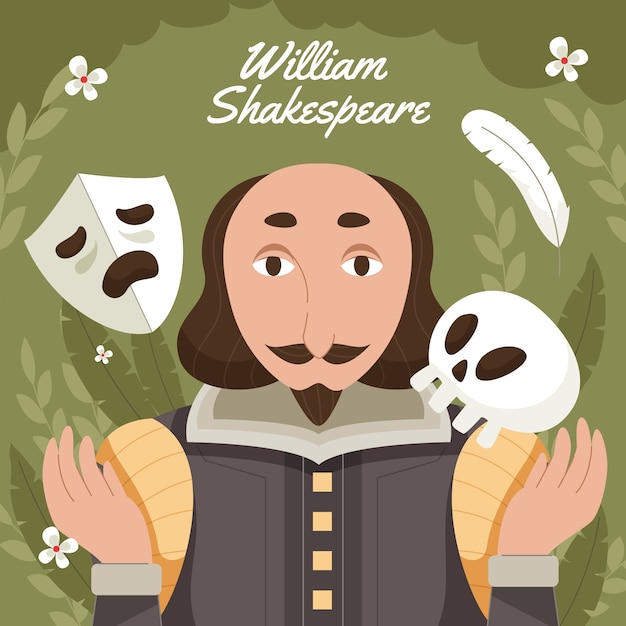 Platte ontwerp shakespeare illustratie