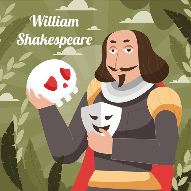 Platte ontwerp shakespeare illustratie