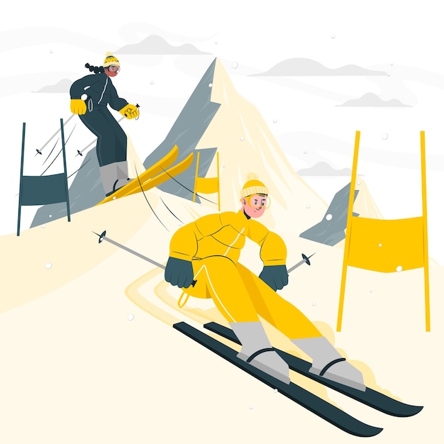 Gratis vector platte ontwerp skicompetitie concept illustratie