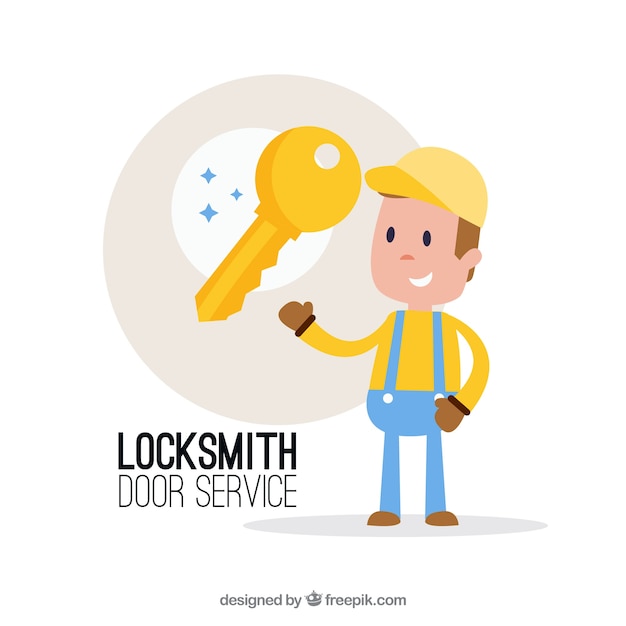 Gratis vector platte ontwerp slotenmaker karakter