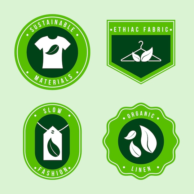 Gratis vector platte ontwerp slow fashion badge set