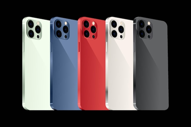 Gratis vector platte ontwerp smartphone in verschillende kleuren