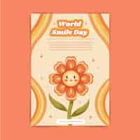Gratis vector platte ontwerp smiley bloem poster sjabloon