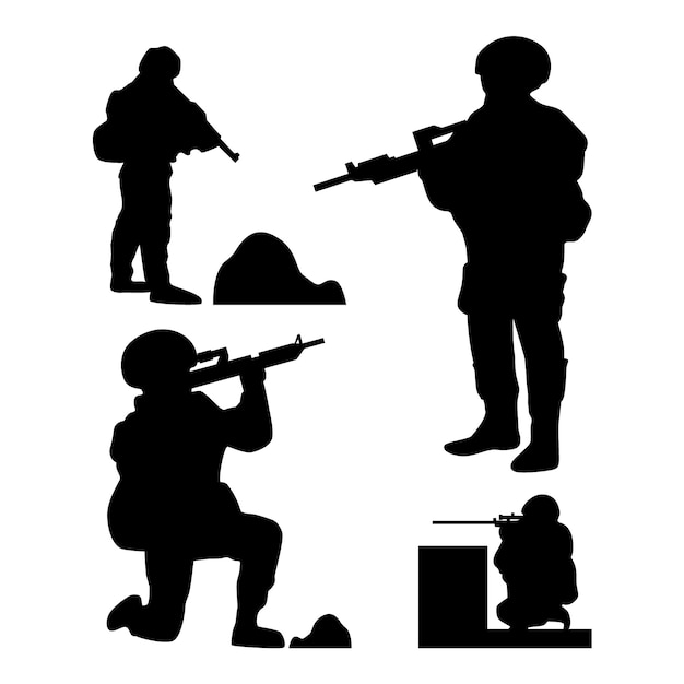 Platte ontwerp soldaat silhouet