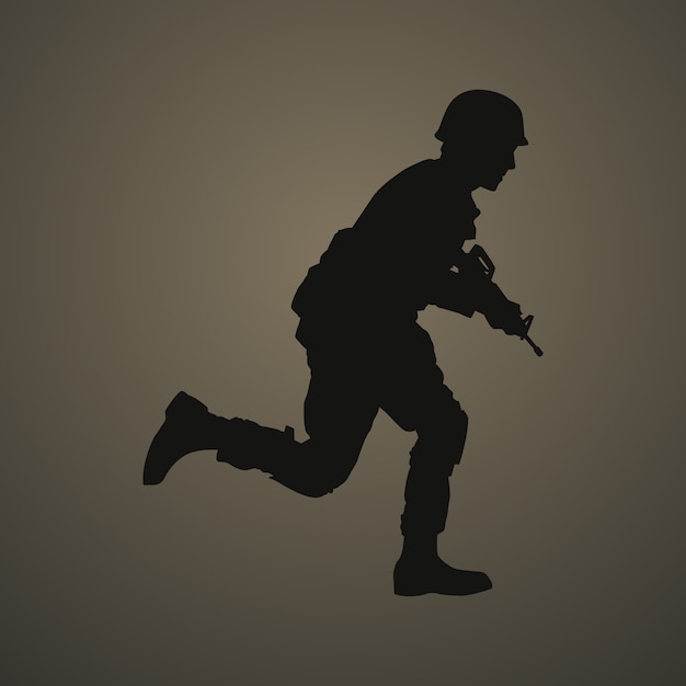 Gratis vector platte ontwerp soldaat silhouet