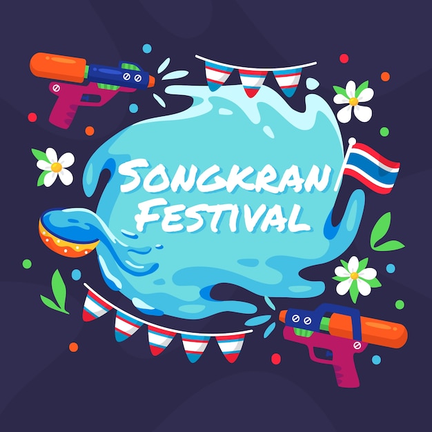 Gratis vector platte ontwerp songkran concept