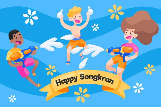 Platte ontwerp songkran festival concept