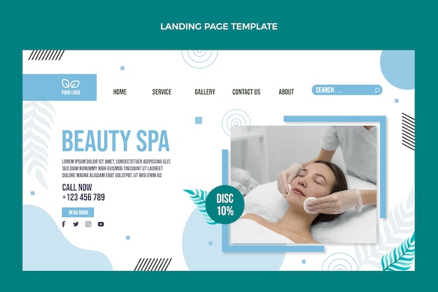 Gratis vector platte ontwerp spa-behandeling bestemmingspagina sjabloon