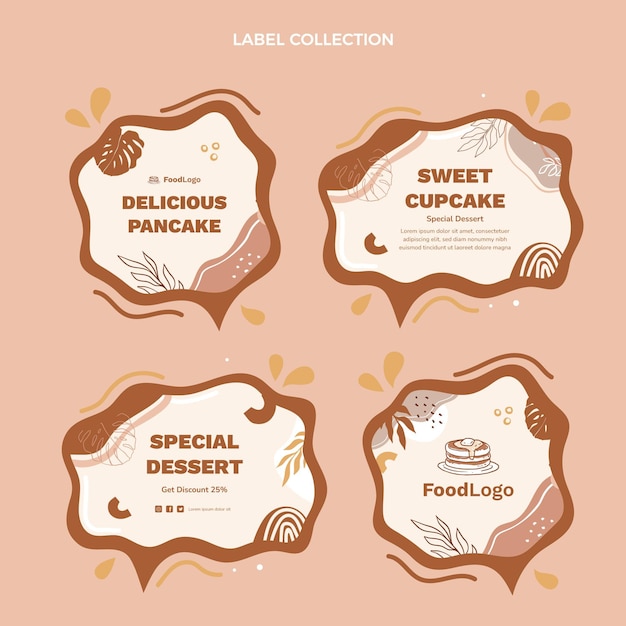 Gratis vector platte ontwerp speciale dessertetiketten