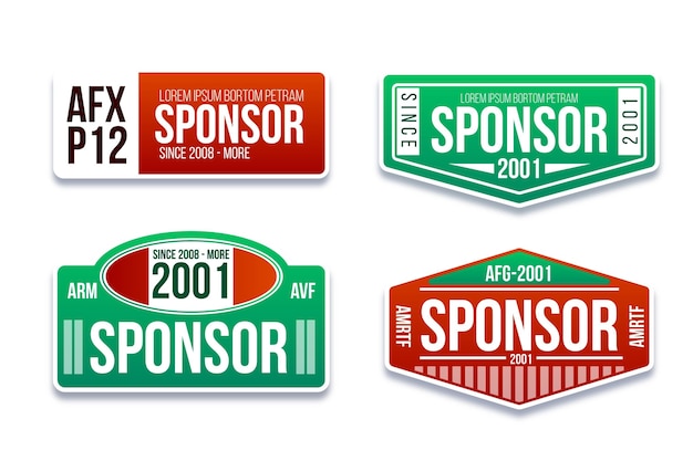 Platte ontwerp sponsor stickers set