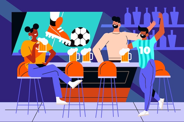 Platte ontwerp sportbar illustratie