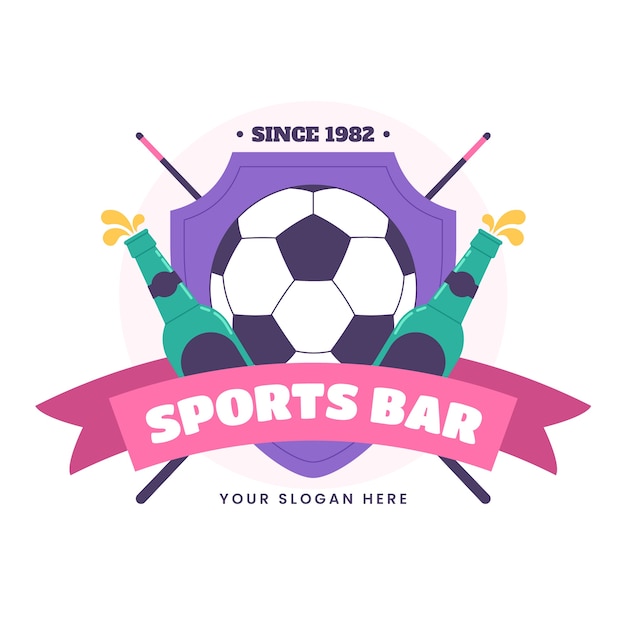 Gratis vector platte ontwerp sportbar logo ontwerp