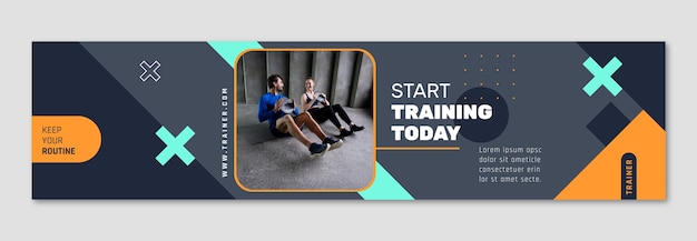 Gratis vector platte ontwerp sportschool fitness twitch banner