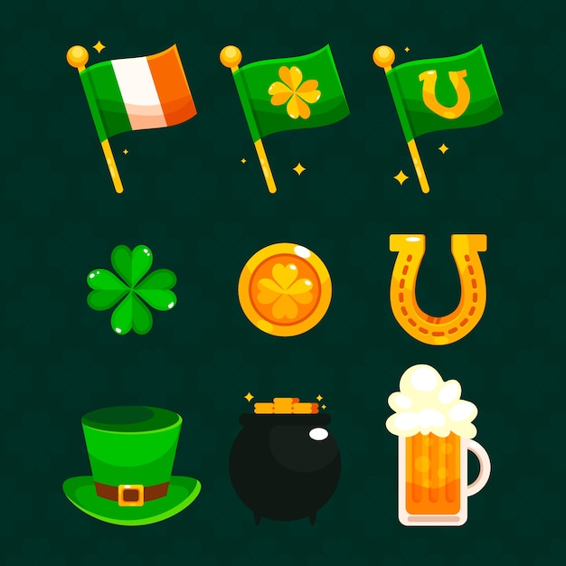 Platte ontwerp st. patricks dag element collectie concept