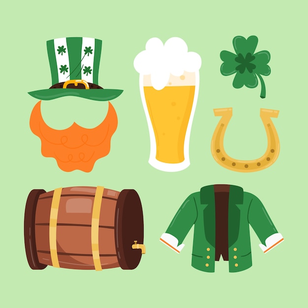 Platte ontwerp st patricks dag element collectie