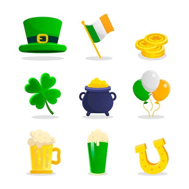 Platte ontwerp st. patricks dag element collectie