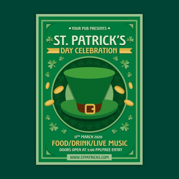 Platte ontwerp st patricks dag poster sjabloon