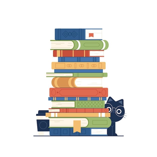 Platte ontwerp stapel boeken illustratie