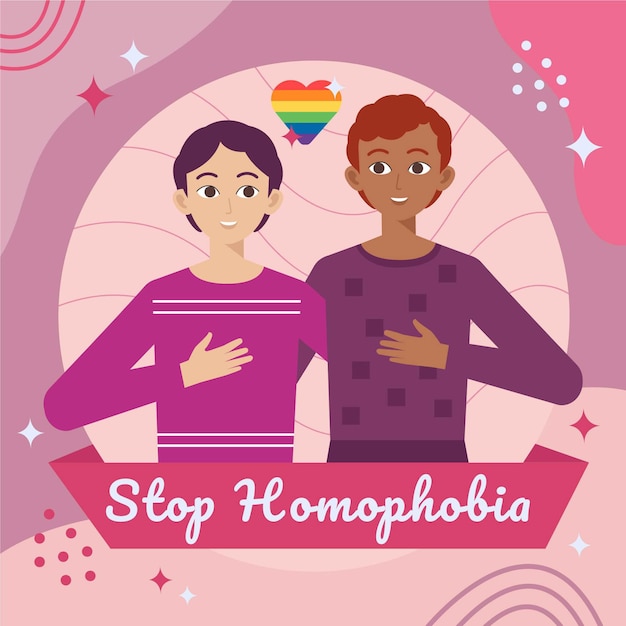 Gratis vector platte ontwerp stop homofobie concept