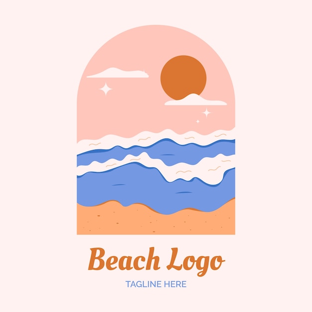 Platte ontwerp strand logo ontwerp