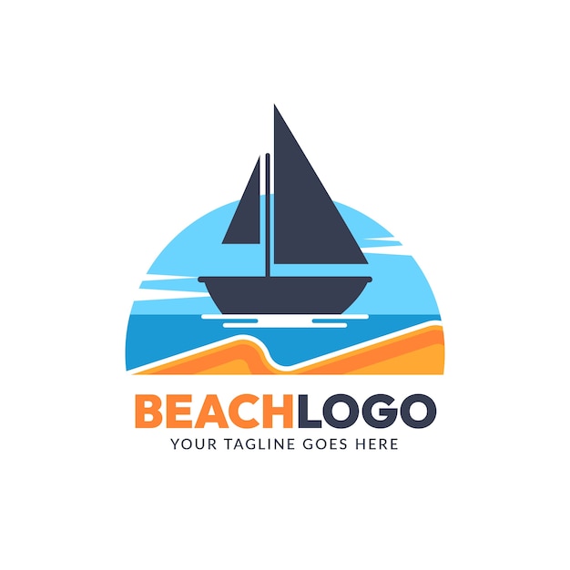 Platte ontwerp strand logo sjabloon