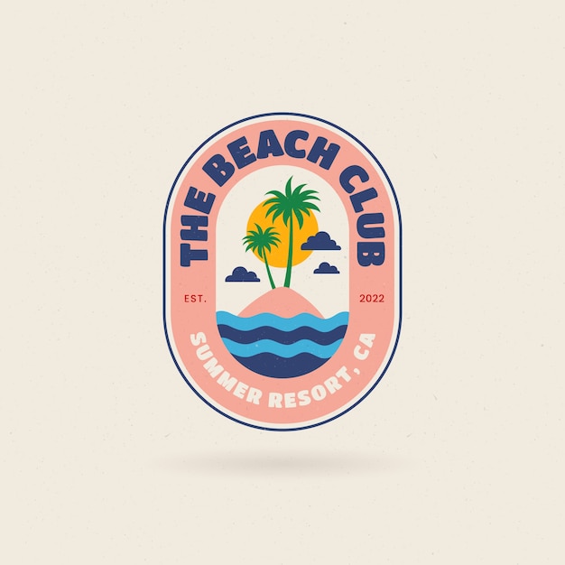 Gratis vector platte ontwerp strandclub logo ontwerp