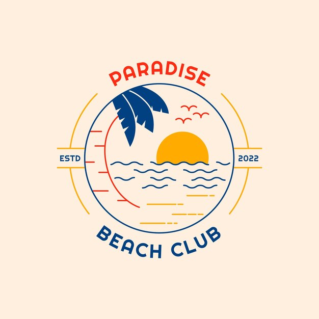 Platte ontwerp strandclub logo ontwerp