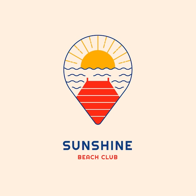 Platte ontwerp strandclub logo ontwerp