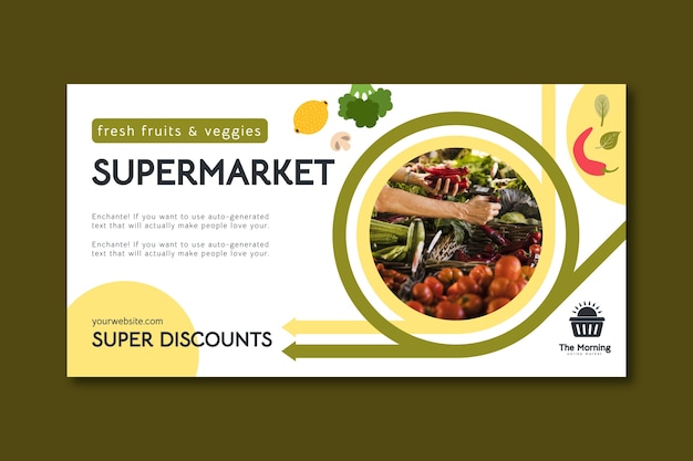 Gratis vector platte ontwerp supermarkt facebook postsjabloon