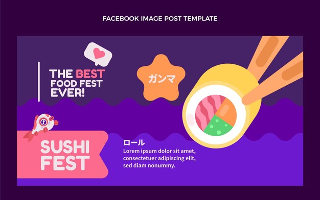 Platte ontwerp sushi facebook post