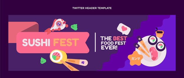 Platte ontwerp sushi fest twitter header