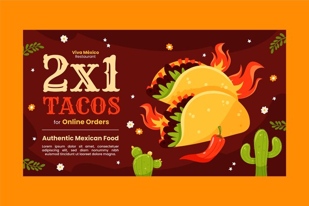 Gratis vector platte ontwerp taco sjabloon