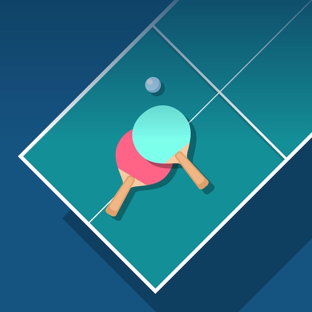 Platte ontwerp tafeltennis illustratie