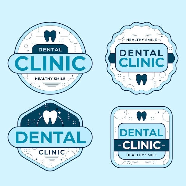 Gratis vector platte ontwerp tandheelkundige kliniek labels