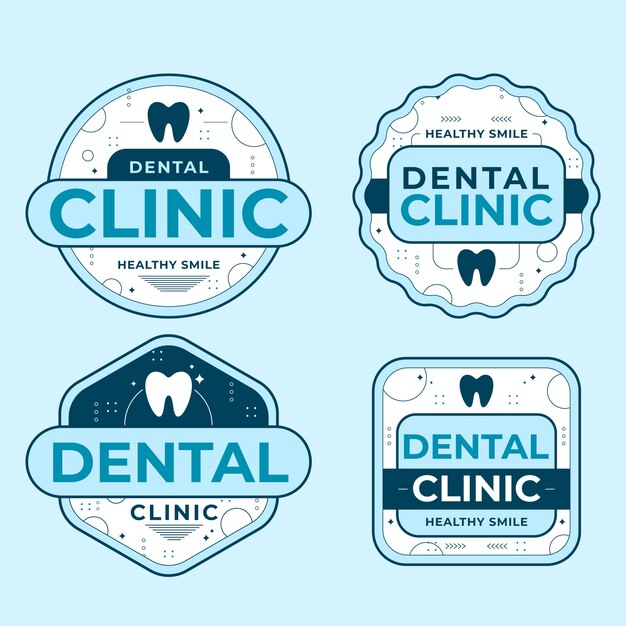 Platte ontwerp tandheelkundige kliniek labels