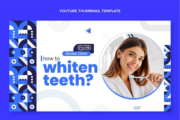 Gratis vector platte ontwerp tandheelkundige kliniek youtube thumbnail