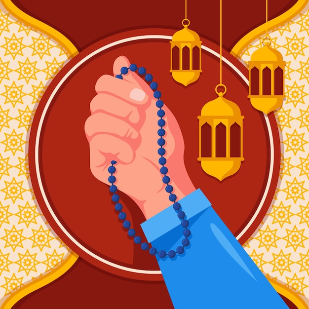 Gratis vector platte ontwerp tasbih illustratie