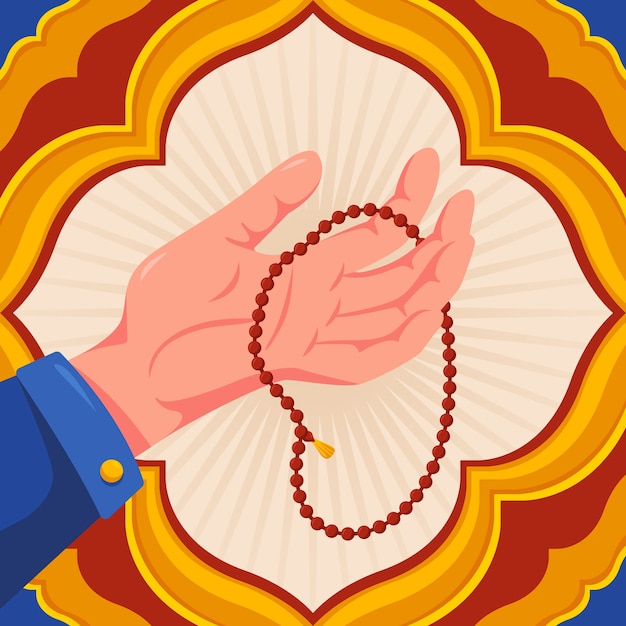 Gratis vector platte ontwerp tasbih illustratie