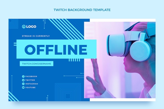 Gratis vector platte ontwerp technologie twitch achtergrond