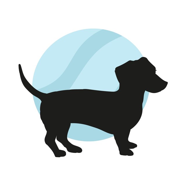 Platte ontwerp teckel silhouet