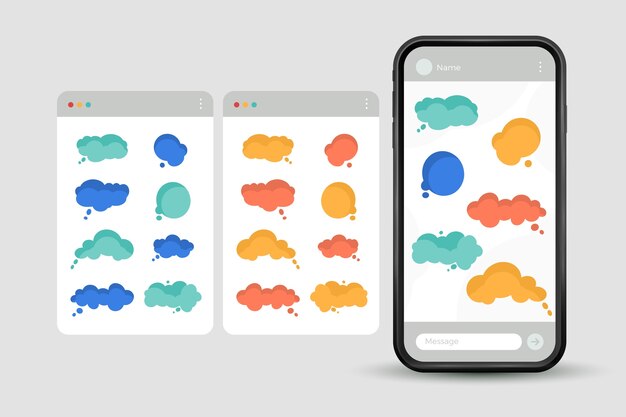 Platte ontwerp telefoon tekst bubble collectie