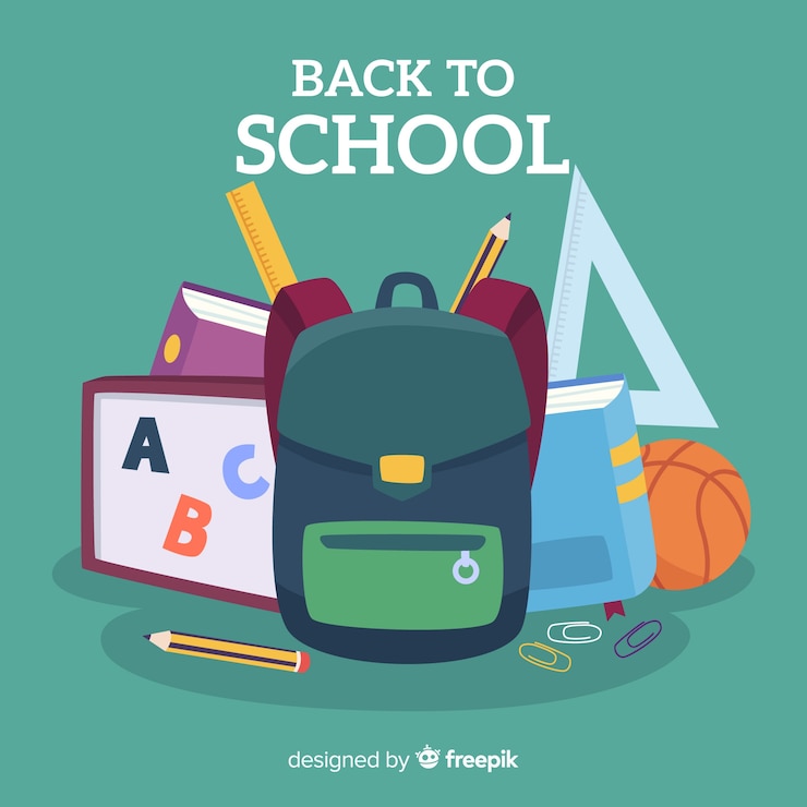 Gratis Vector platte ontwerp terug naar school achtergrond