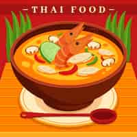 Gratis vector platte ontwerp thais eten illustratie