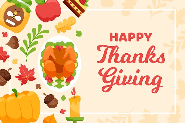 Gratis vector platte ontwerp thanksgiving achtergrond